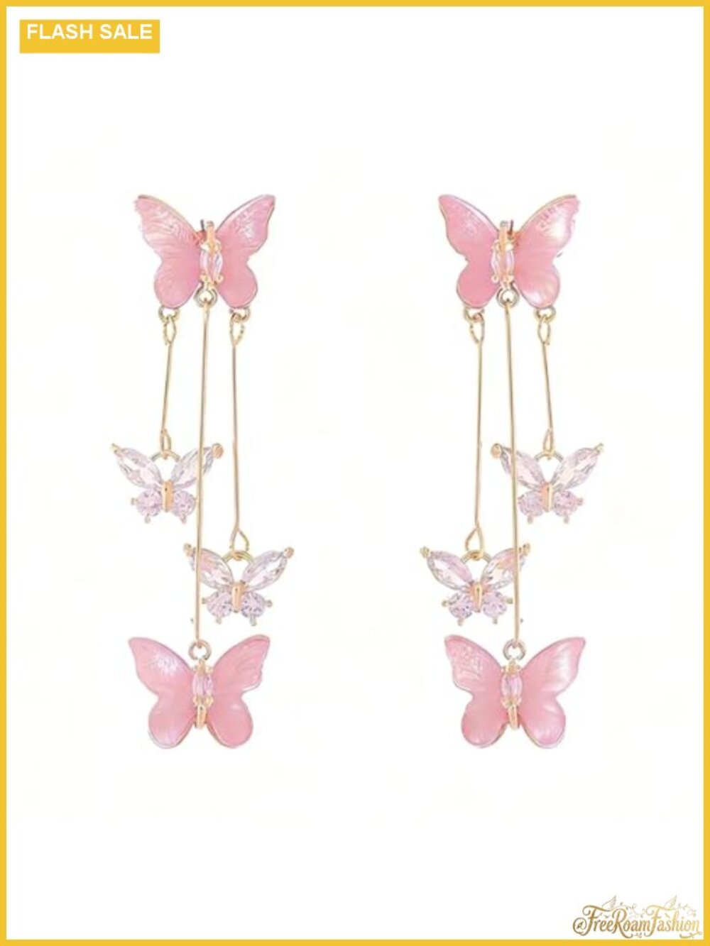 Butterfly Tassel Earrings Crystal Rhinestone Drop Dangle Charm